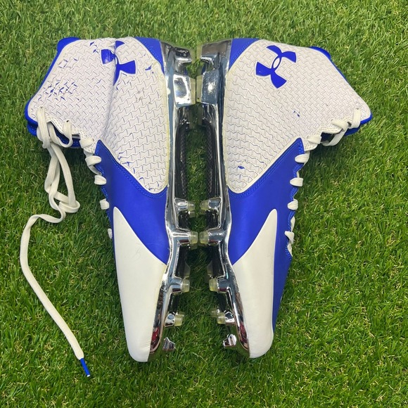 Under Armour ClutchFit Football Cleats White Blue Size 12.5 NWOB Defects - Picture 1 of 6